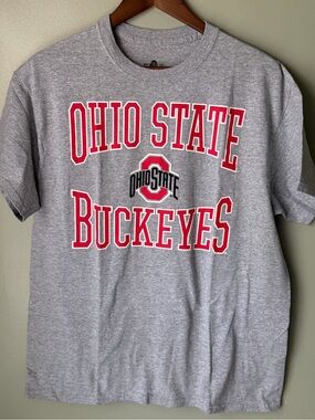 Scarlett Ohio State Gray Crew Neck Logo Tee